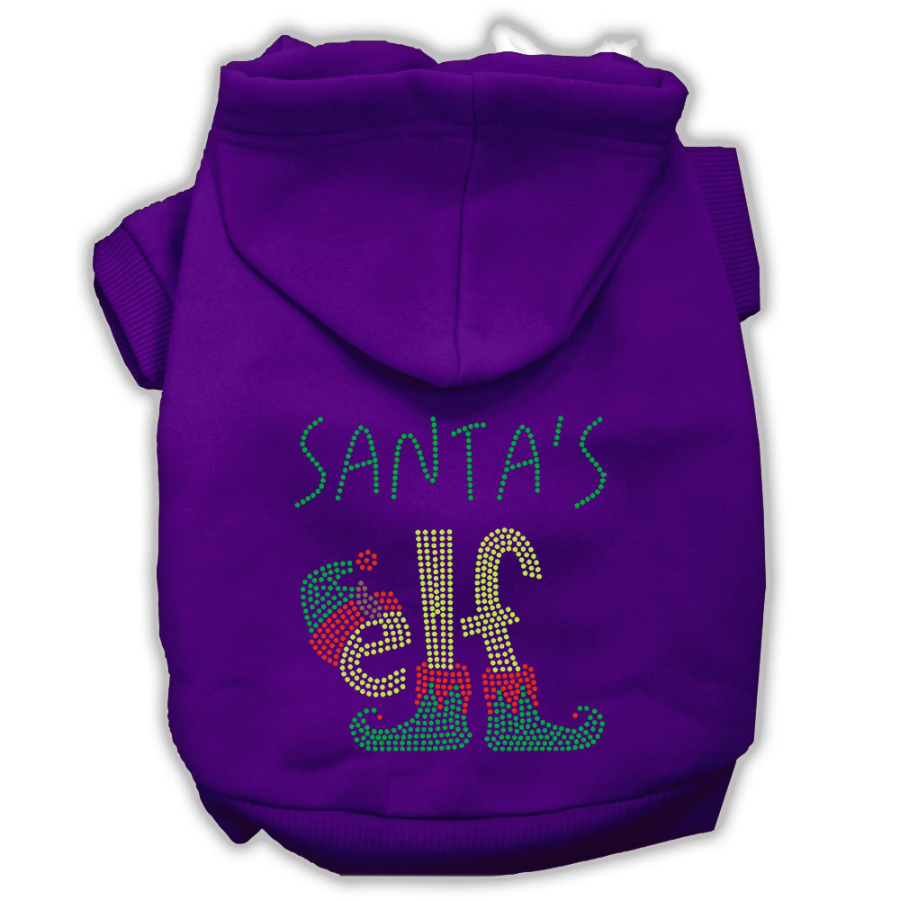Santa's Elf Rhinestone Dog Hoodie Purple XL